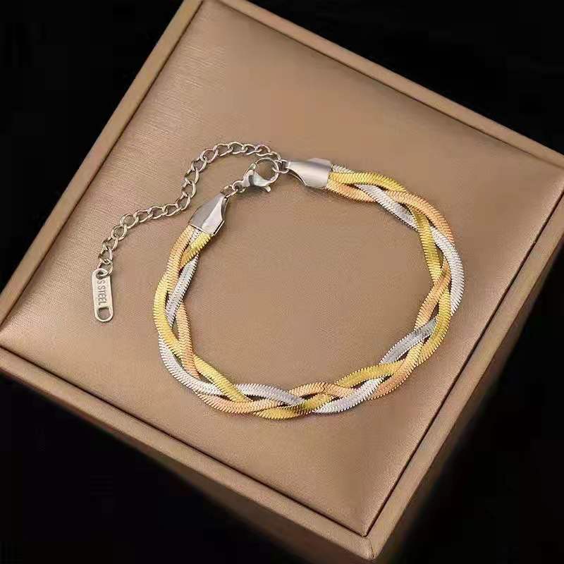 Brazalete de acero de titanio de cadena de doble gruesa de doble gruesa al por mayor